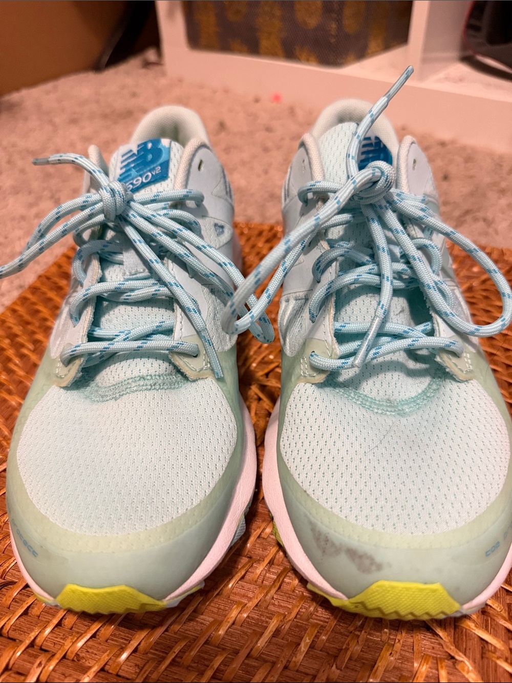 New Balance Light teal Blue and neon Yellow Sneakers